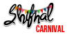 shifnal carnival logo - the word shifnal carnival drapped in colourful bunting